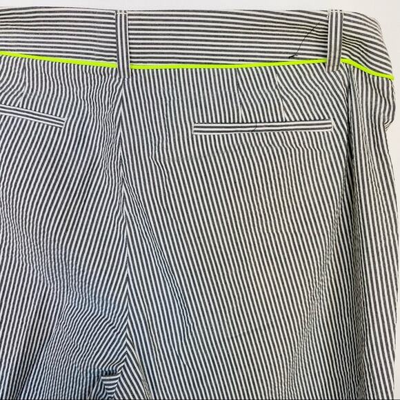 J CREW Blue White Seersucker Striped Cropped Slim Straight Leg Pants Trousers 8 - Picture 6 of 7